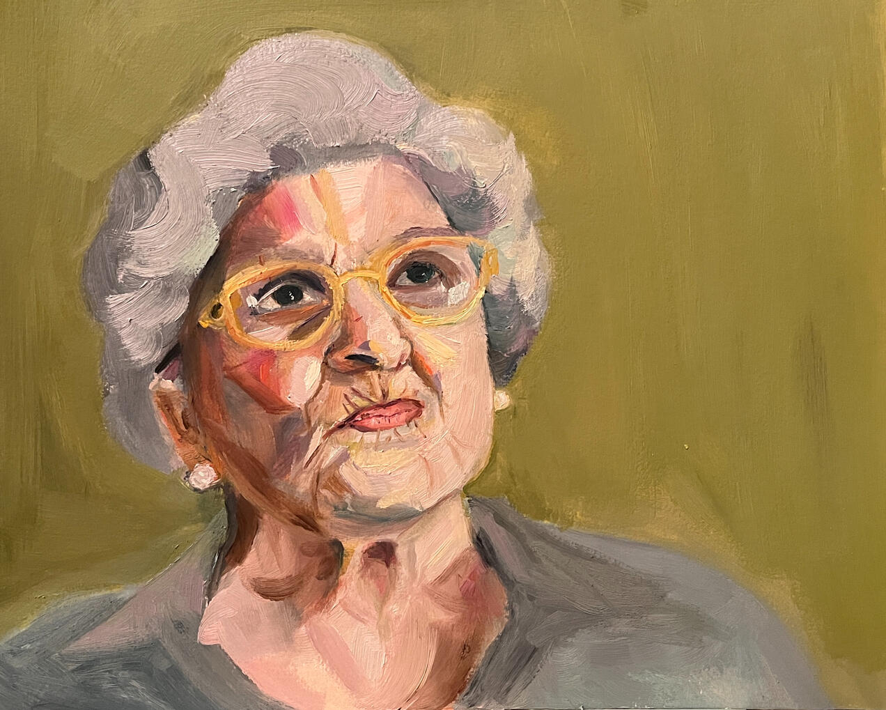 Yiayia 2026, oil on paper, 14"x11"